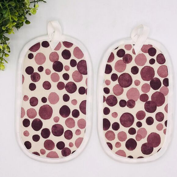 Set of 2 Finger Hotpad Potholders, Faded Purple Dots, 2 Piece Set - Picture 2 of 6